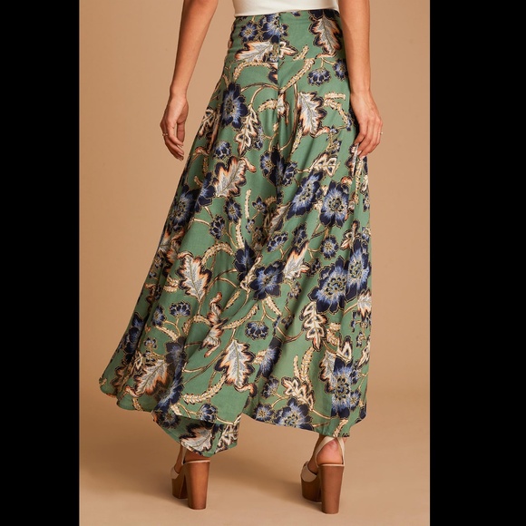 Oneill Ambrosio Skirt Green Floral High-Low Maxi Skirt Size Small - Picture 9 of 9